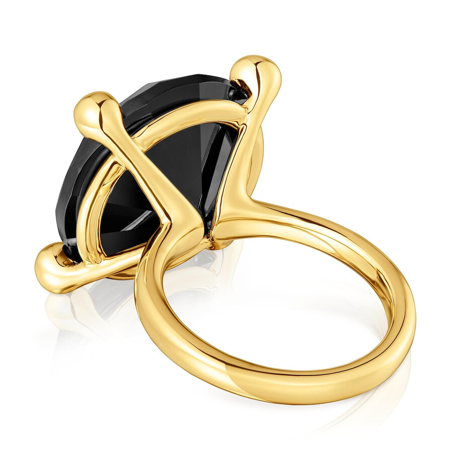 großer ring aus 18-karätigem gold über silber und onyx farbe schwarz