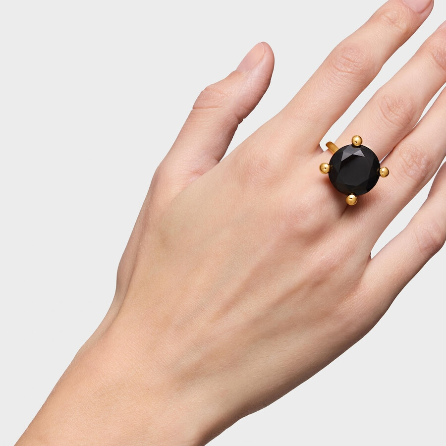 großer ring aus 18-karätigem gold über silber und onyx farbe schwarz