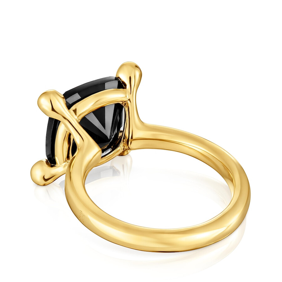 ring aus silber und onyx mit mittlerer 18-karat-goldplattierung farbe schwarz