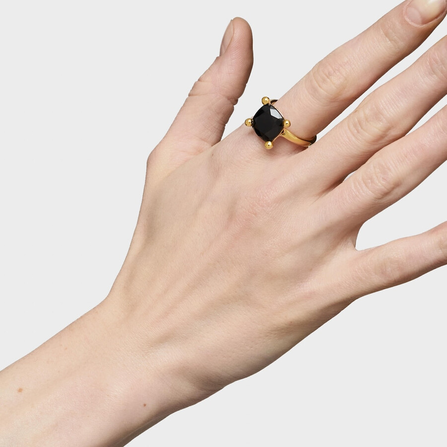 ring aus silber und onyx mit mittlerer 18-karat-goldplattierung farbe schwarz