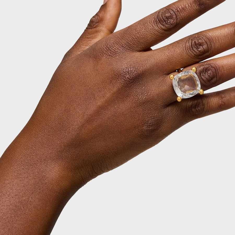 großer ring aus 18-karätigem gold über silber und bergkristall farbe weiß
