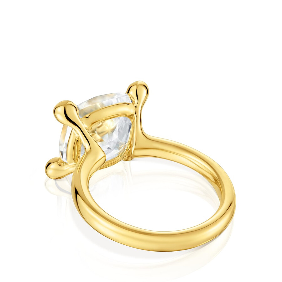 ring aus silber und bergkristall mit mittlerer 18-karat-goldplattierung farbe weiß