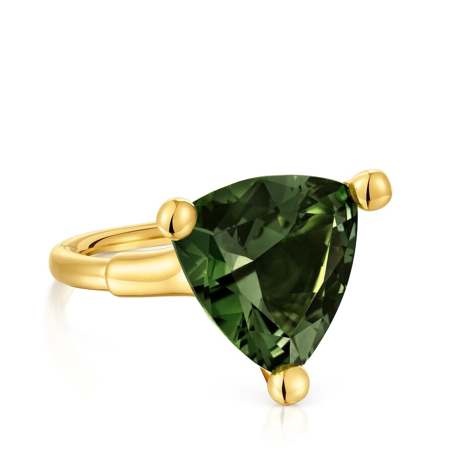 großer ring aus 18-karätigem gold über silber und im labor gezüchtetem grünem spinell tous-farbe lgg.