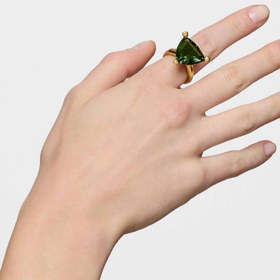 großer ring aus 18-karätigem gold über silber und im labor gezüchtetem grünem spinell tous-farbe lgg.