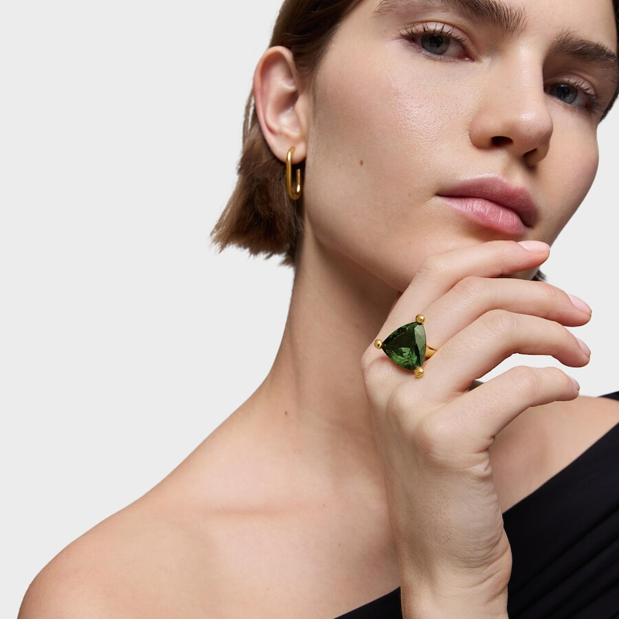 großer ring aus 18-karätigem gold über silber und im labor gezüchtetem grünem spinell tous-farbe lgg.
