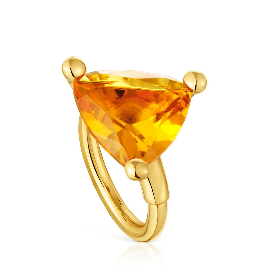 großer ring aus 18-karätigem gold über silber und im labor gezüchtetem citrin tous-farbe lgg.