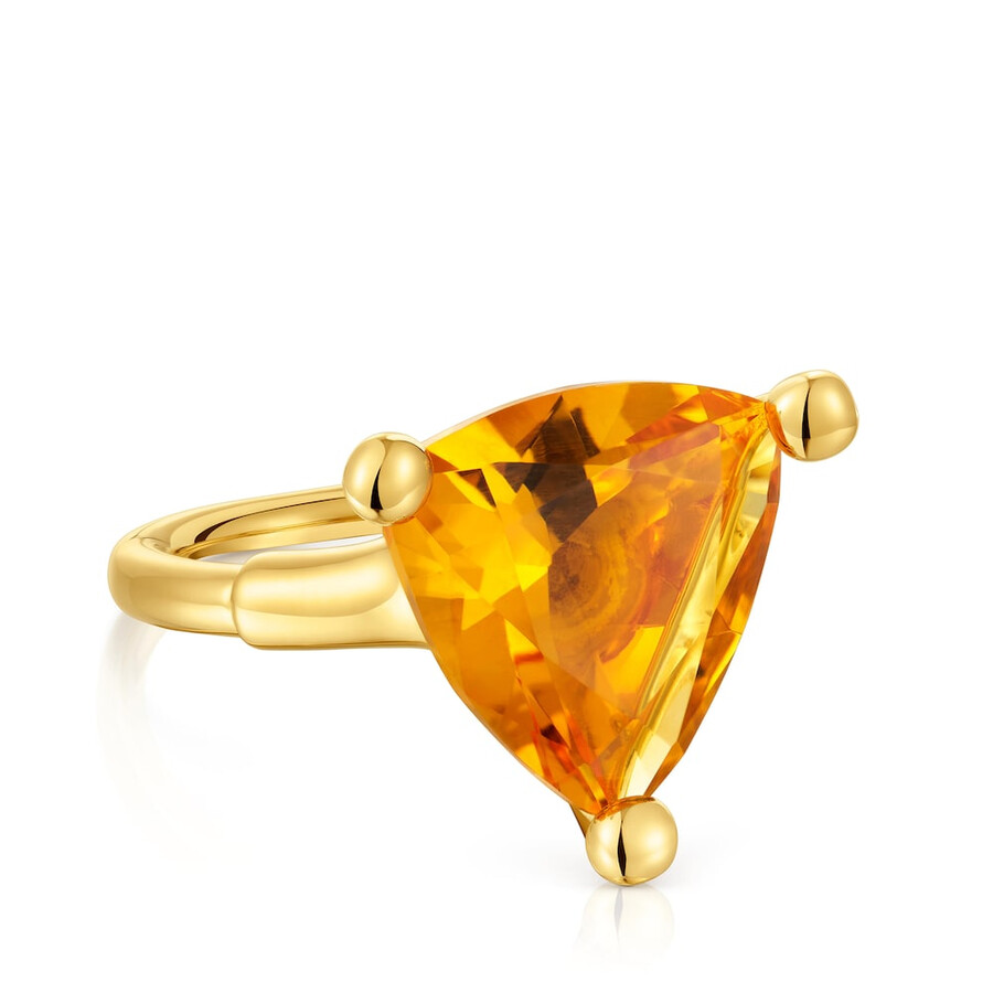 großer ring aus 18-karätigem gold über silber und im labor gezüchtetem citrin tous-farbe lgg.