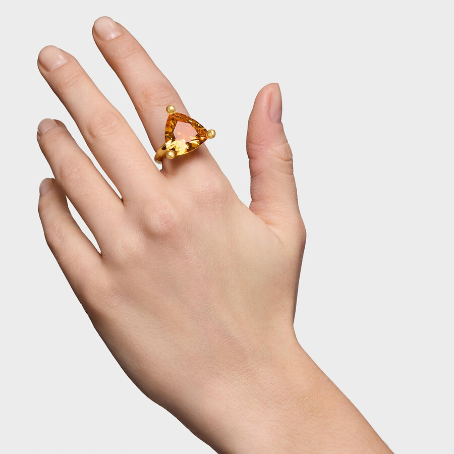 großer ring aus 18-karätigem gold über silber und im labor gezüchtetem citrin tous-farbe lgg.