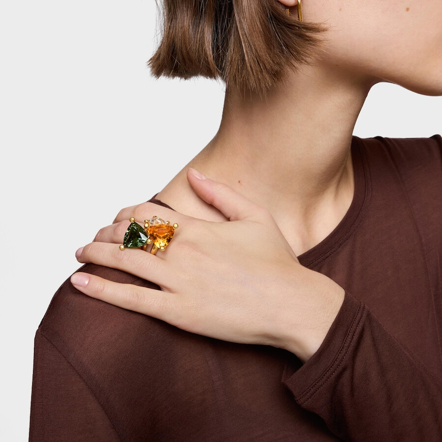 großer ring aus 18-karätigem gold über silber und im labor gezüchtetem citrin tous-farbe lgg.
