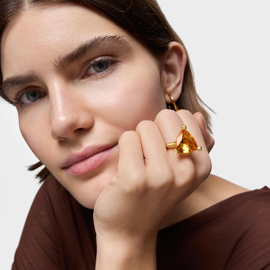 großer ring aus 18-karätigem gold über silber und im labor gezüchtetem citrin tous-farbe lgg.