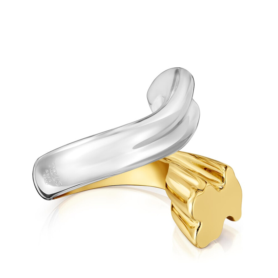 mittelgroßer zweifarbiger ring mit bären- und herzmotiven tous 1950