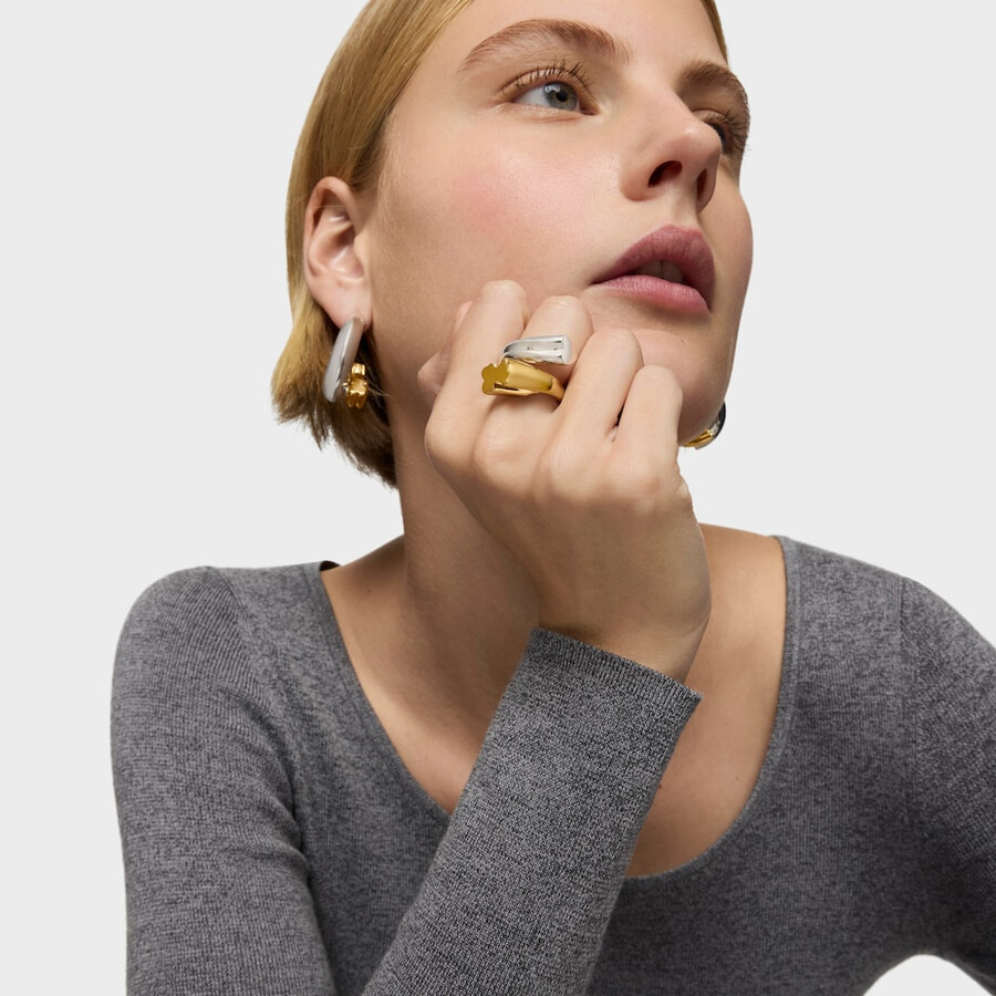 mittelgroßer zweifarbiger ring mit bären- und herzmotiven tous 1950