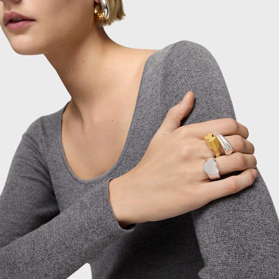 mittelgroßer zweifarbiger ring mit bären- und herzmotiven tous 1950
