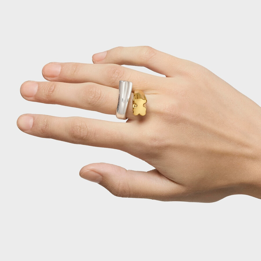 mittelgroßer zweifarbiger ring mit bären- und herzmotiven tous 1950