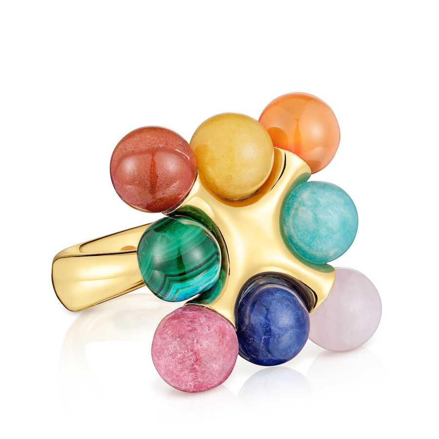 ring aus 18-karätigem gold über silber mit mehrfarbigen edelsteinen tous x lea colombo
