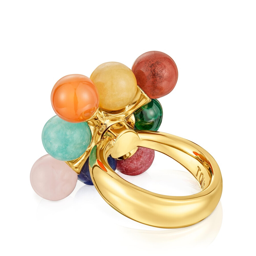 ring aus 18-karätigem gold über silber mit mehrfarbigen edelsteinen tous x lea colombo