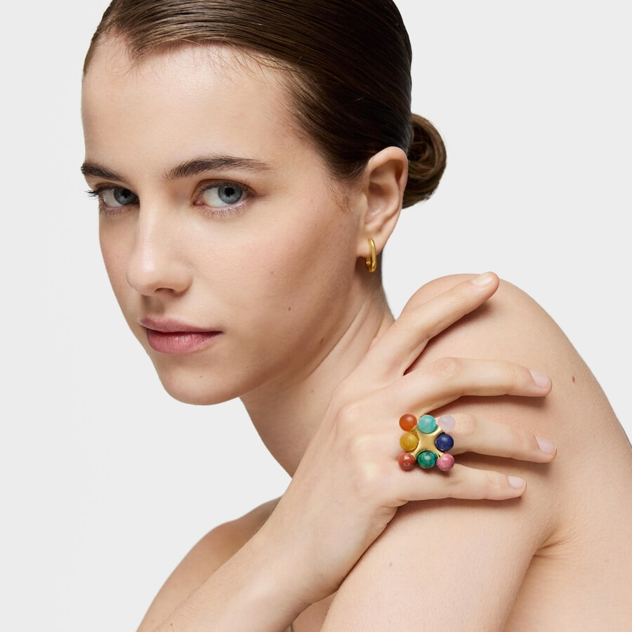 ring aus 18-karätigem gold über silber mit mehrfarbigen edelsteinen tous x lea colombo