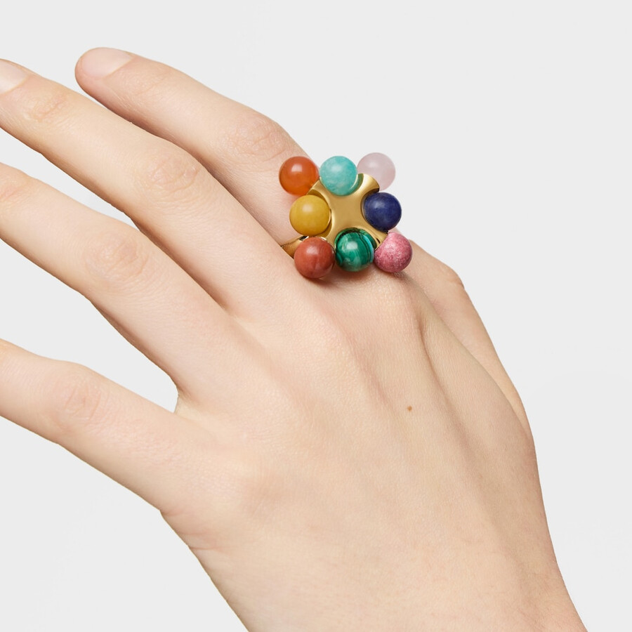 ring aus 18-karätigem gold über silber mit mehrfarbigen edelsteinen tous x lea colombo
