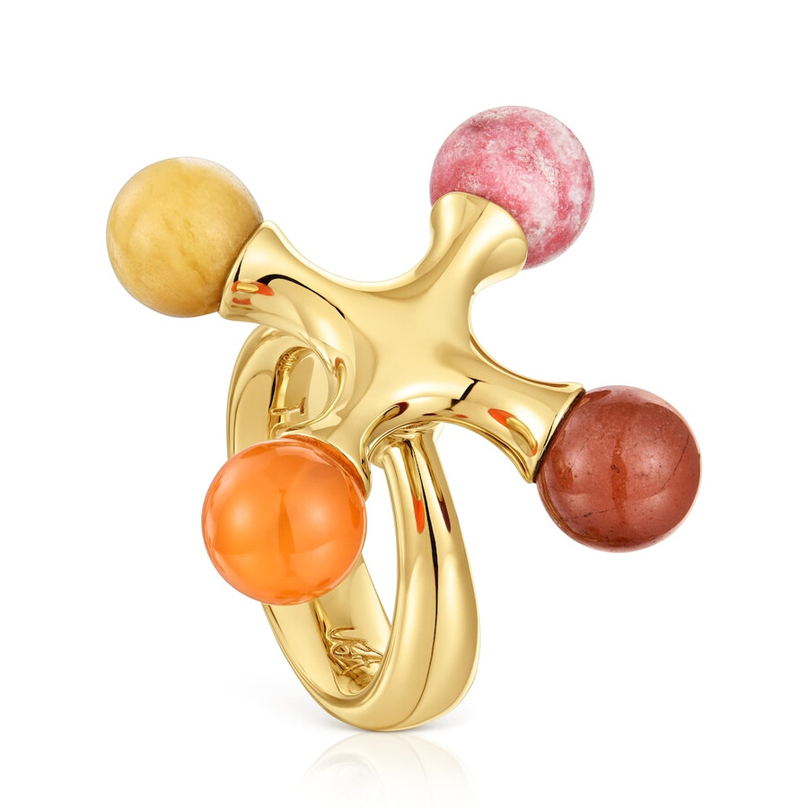 ring aus 18-karätigem gold über silber mit edelsteinen tous x lea colombo