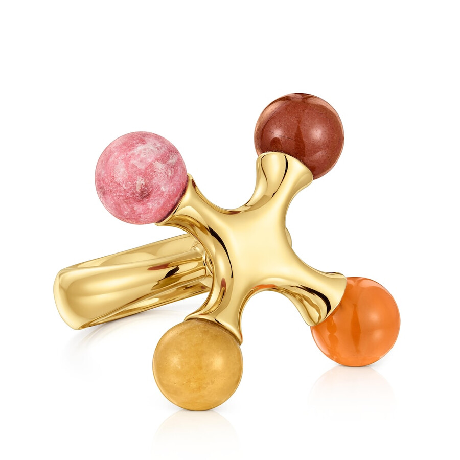 ring aus 18-karätigem gold über silber mit edelsteinen tous x lea colombo