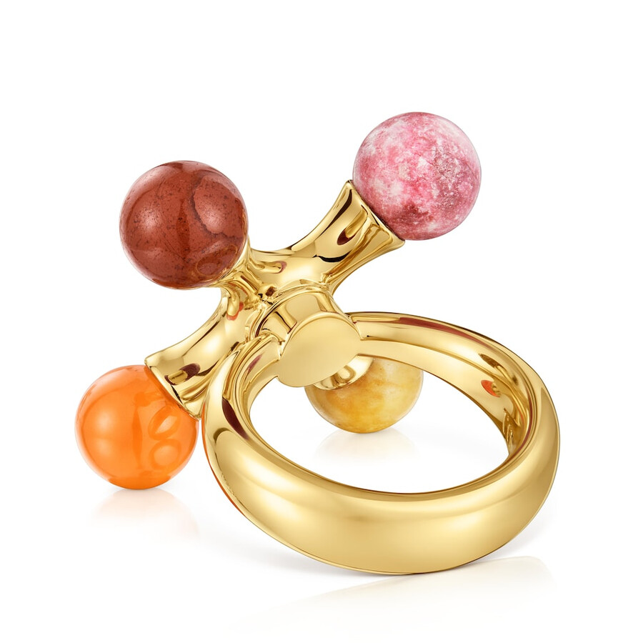 ring aus 18-karätigem gold über silber mit edelsteinen tous x lea colombo