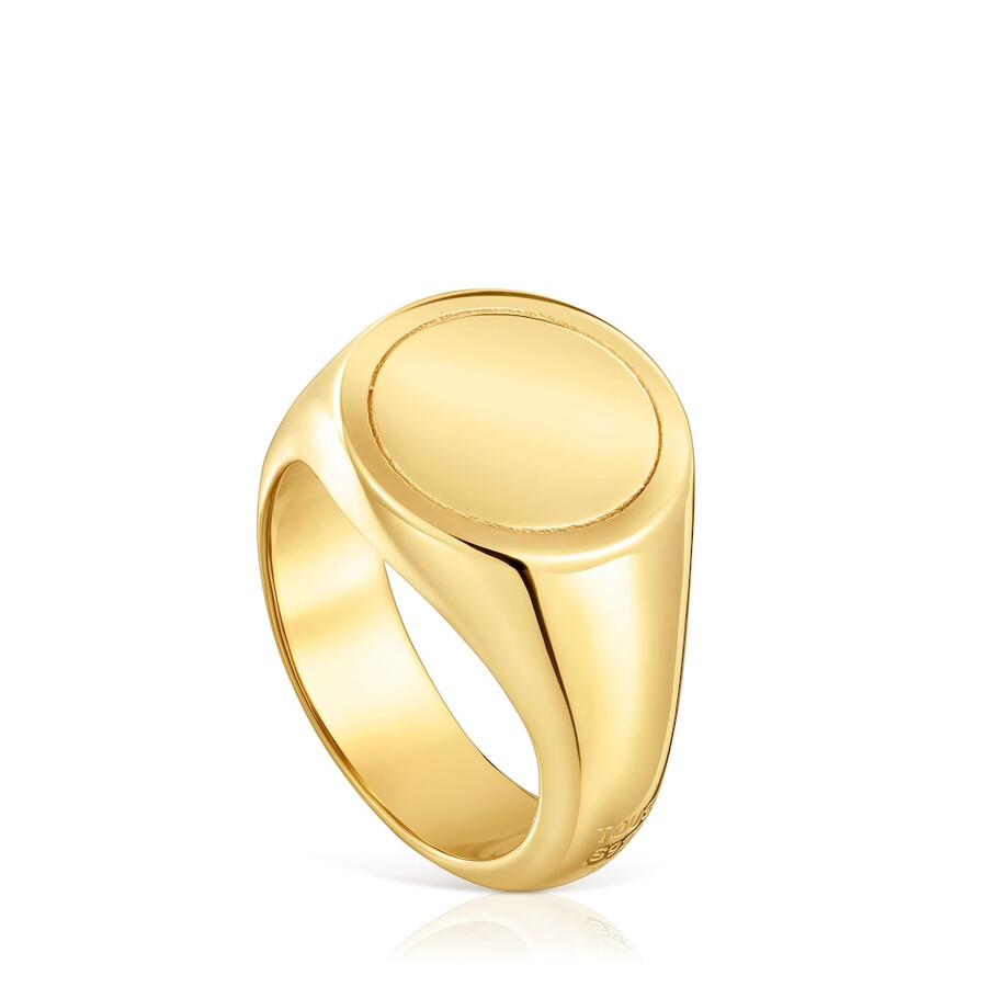 14 mm siegelring aus 18-karätigem gold über silber tous basics