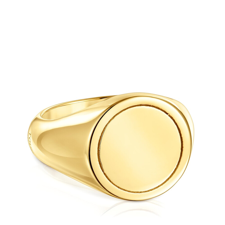 14 mm siegelring aus 18-karätigem gold über silber tous basics
