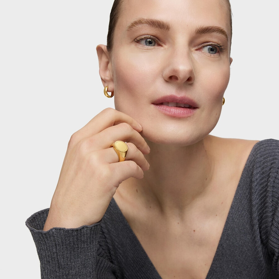 14 mm siegelring aus 18-karätigem gold über silber tous basics