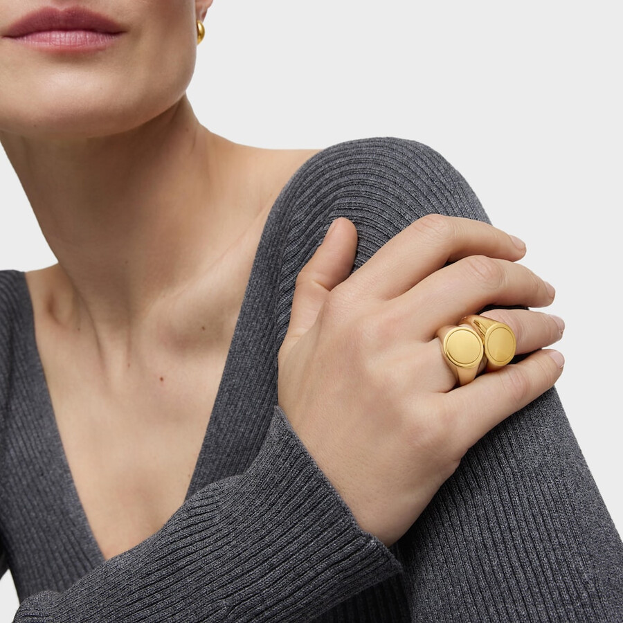14 mm siegelring aus 18-karätigem gold über silber tous basics