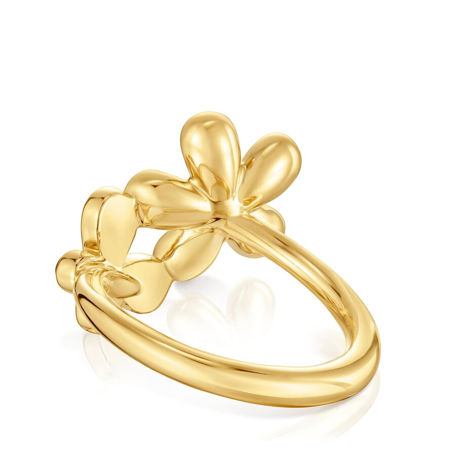 ring mit 18-karätiger vergoldung auf silber und amethyst-gänseblümchen
