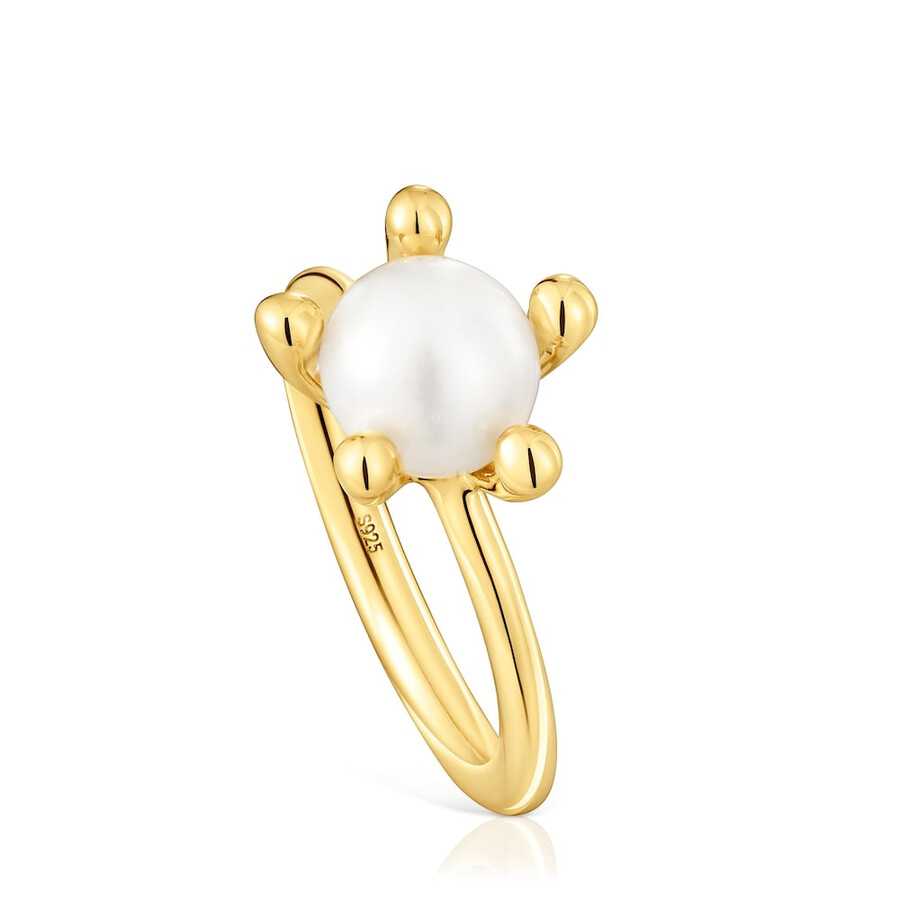 ring aus 18-karätigem gold über silber mit zuchtperle von tous garden