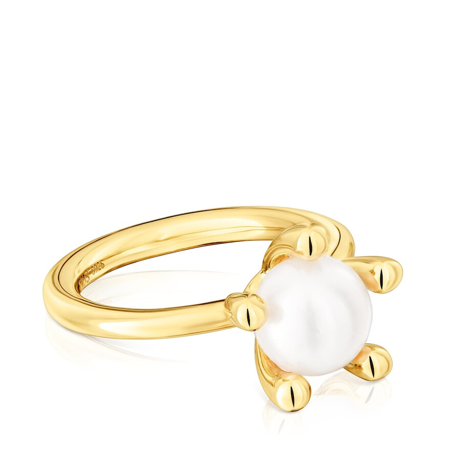ring aus 18-karätigem gold über silber mit zuchtperle von tous garden