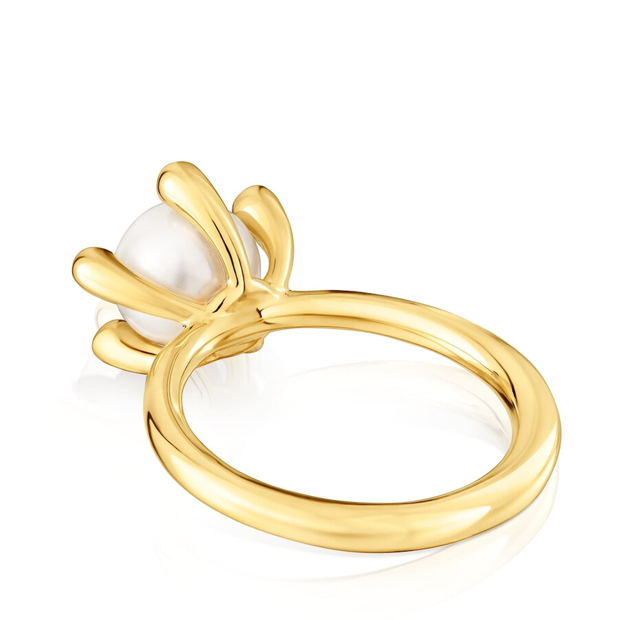 ring aus 18-karätigem gold über silber mit zuchtperle von tous garden