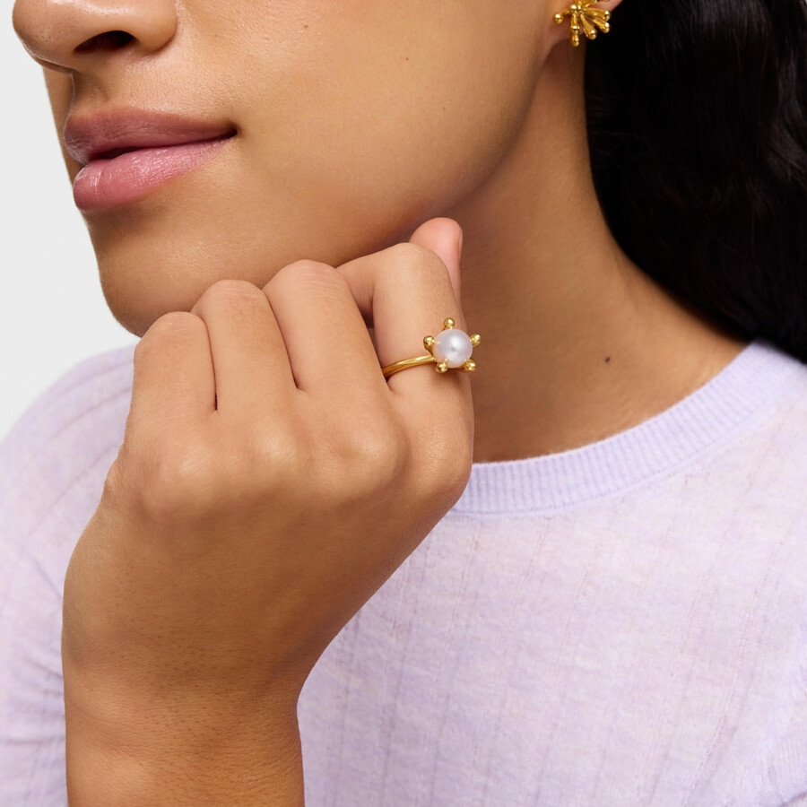 ring aus 18-karätigem gold über silber mit zuchtperle von tous garden
