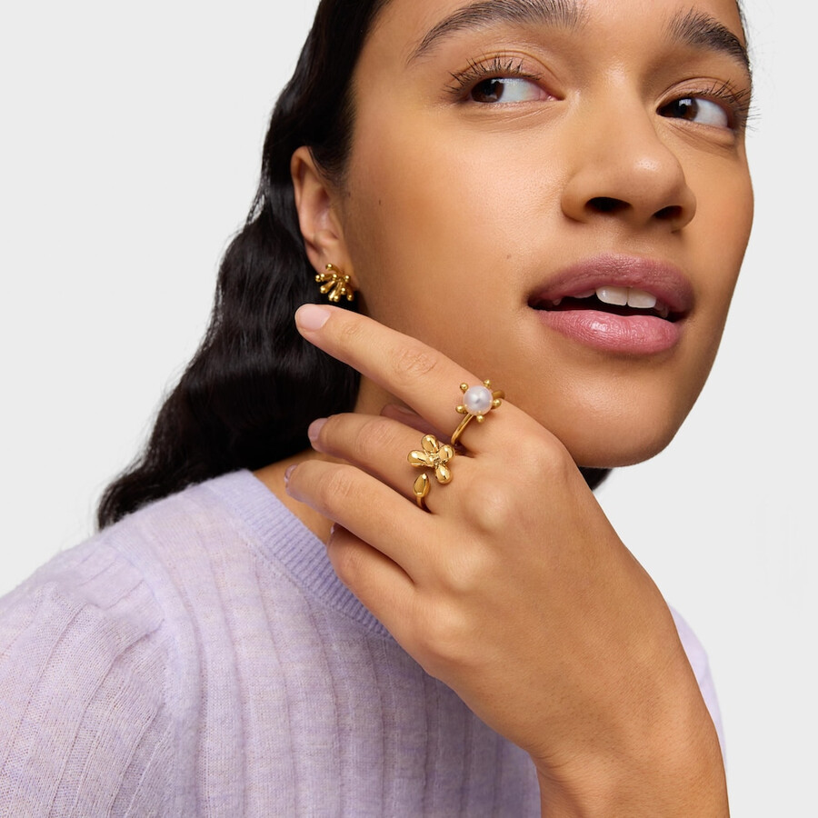 ring aus 18-karätigem gold über silber mit zuchtperle von tous garden