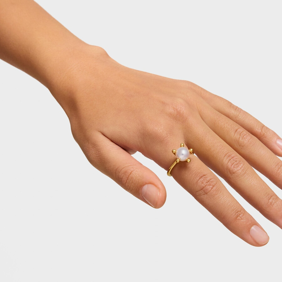 ring aus 18-karätigem gold über silber mit zuchtperle von tous garden