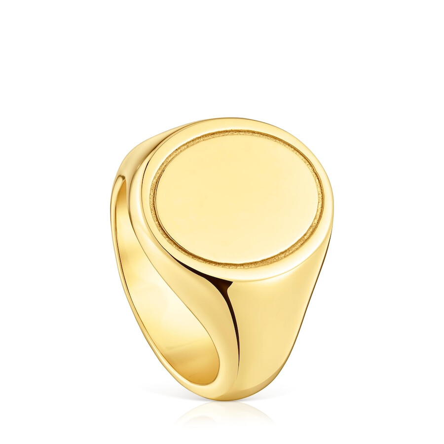16 mm siegelring aus 18-karätigem gold auf silber tous basics