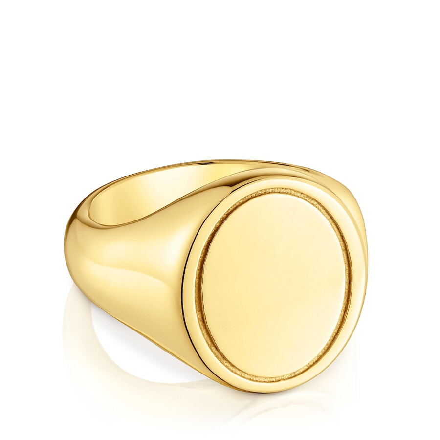 16 mm siegelring aus 18-karätigem gold auf silber tous basics