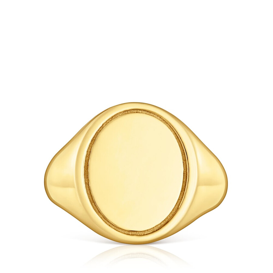 16 mm siegelring aus 18-karätigem gold auf silber tous basics