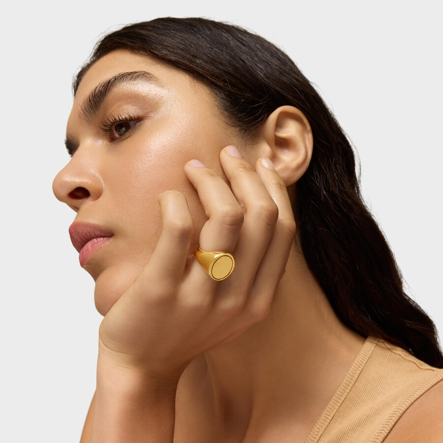 16 mm siegelring aus 18-karätigem gold auf silber tous basics