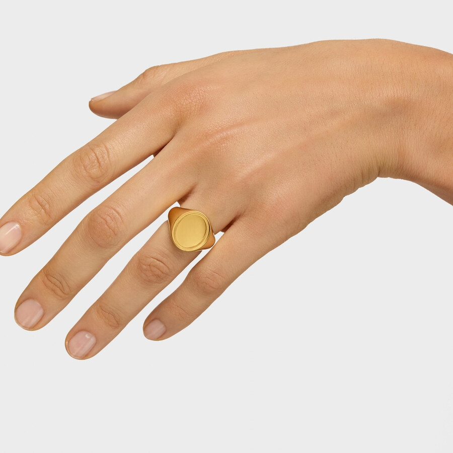 16 mm siegelring aus 18-karätigem gold auf silber tous basics