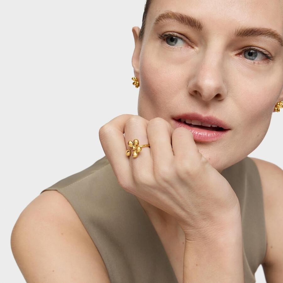 offener ring mit 18-karätiger vergoldung auf silber daisy