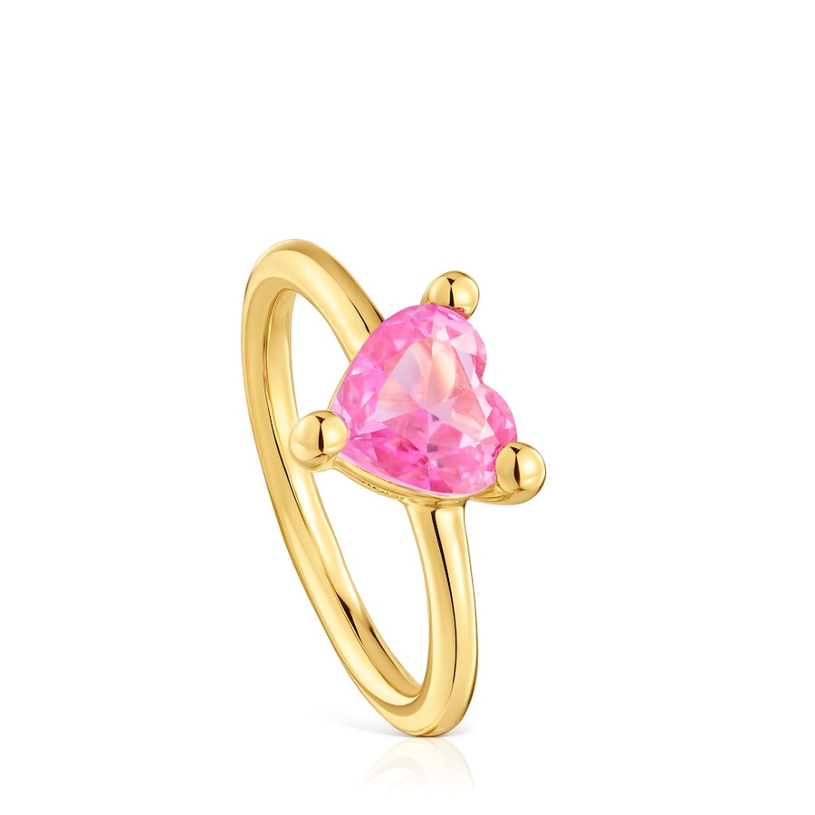 ring aus 18-karätigem gold über silber mit im labor gezüchtetem saphir „garden of love lgg