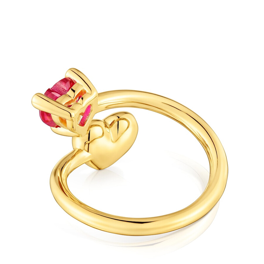 offener ring aus 18-karätigem gold über silber mit im labor gezüchtetem rubin „garden of love lgg