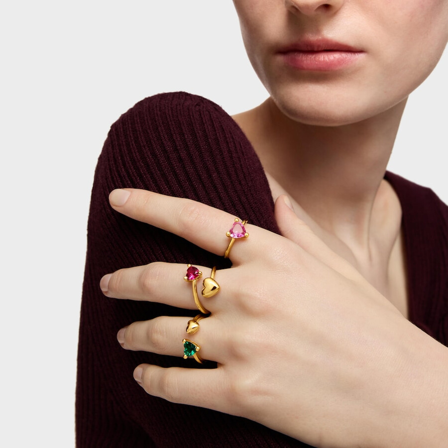 offener ring aus 18-karätigem gold über silber mit im labor gezüchtetem rubin „garden of love lgg