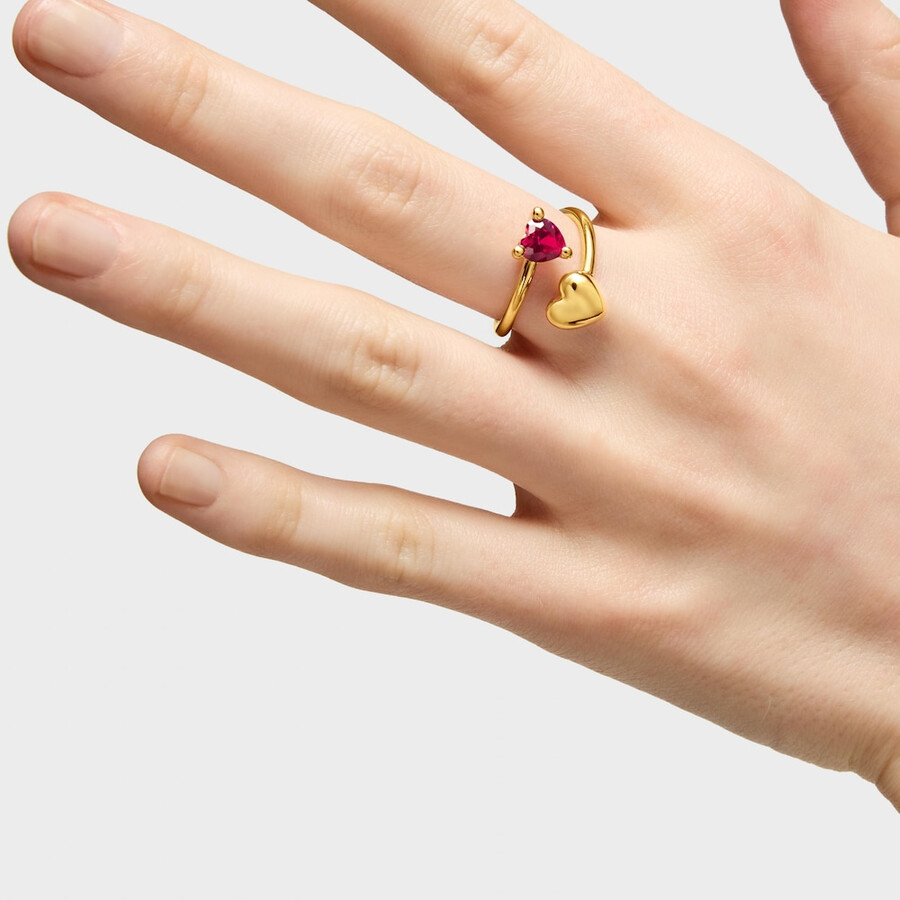 offener ring aus 18-karätigem gold über silber mit im labor gezüchtetem rubin „garden of love lgg