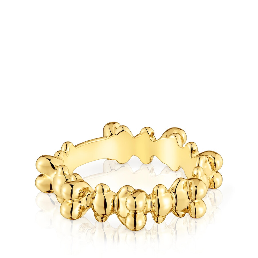 mittelgroßer ring „bold bear mit 18-karätiger vergoldung auf silber und bärenmotiven