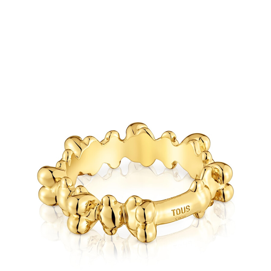 mittelgroßer ring „bold bear mit 18-karätiger vergoldung auf silber und bärenmotiven