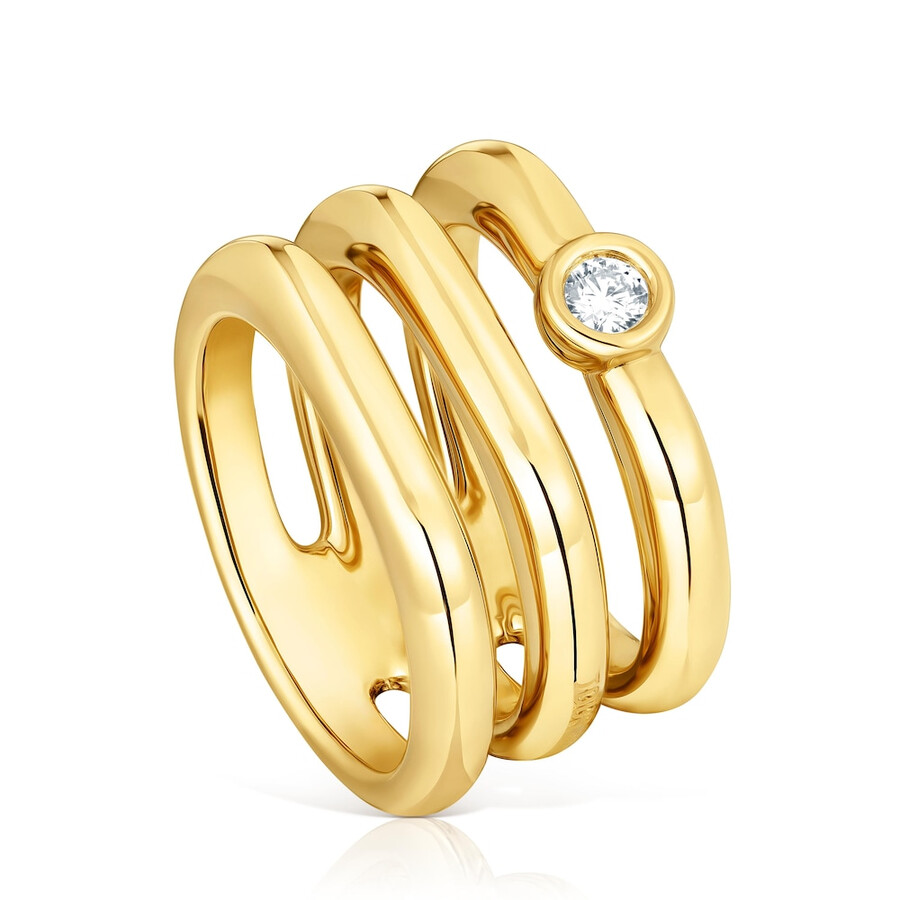 dreifachring aus 18-karätigem gold über silber mit im labor gezüchtetem diamanten linie lgd