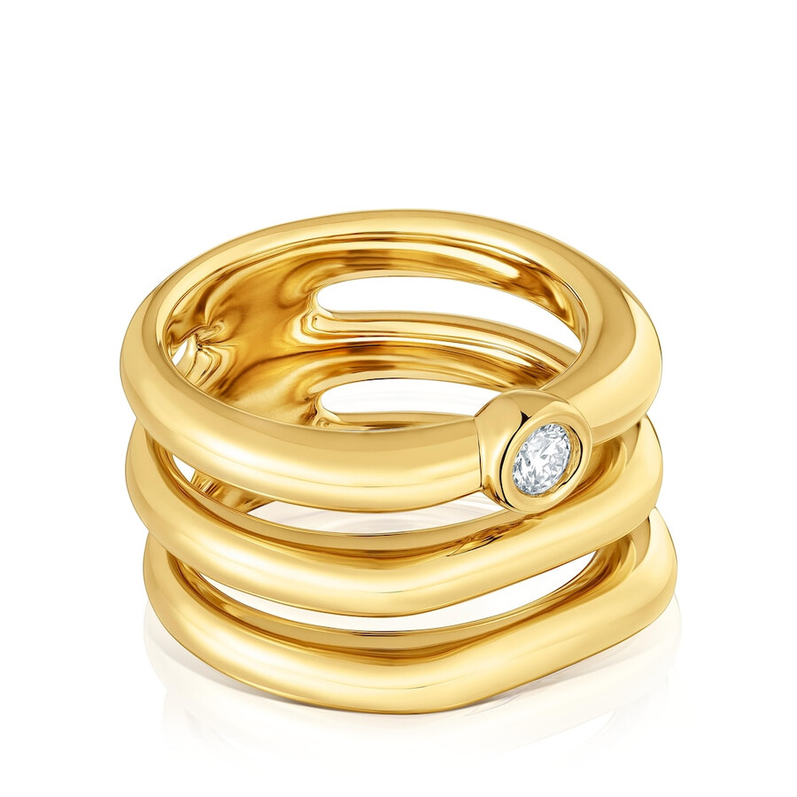dreifachring aus 18-karätigem gold über silber mit im labor gezüchtetem diamanten linie lgd